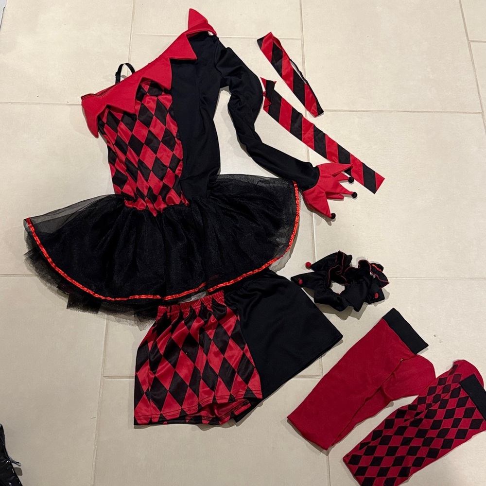 Harlequin Costume Set - Black and Red